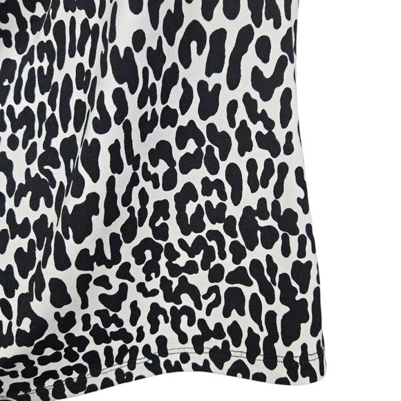 Calvin Klein White Black Leopard Print Blouse Tank Shell Cowl Neck Size Small - Picture 6 of 9